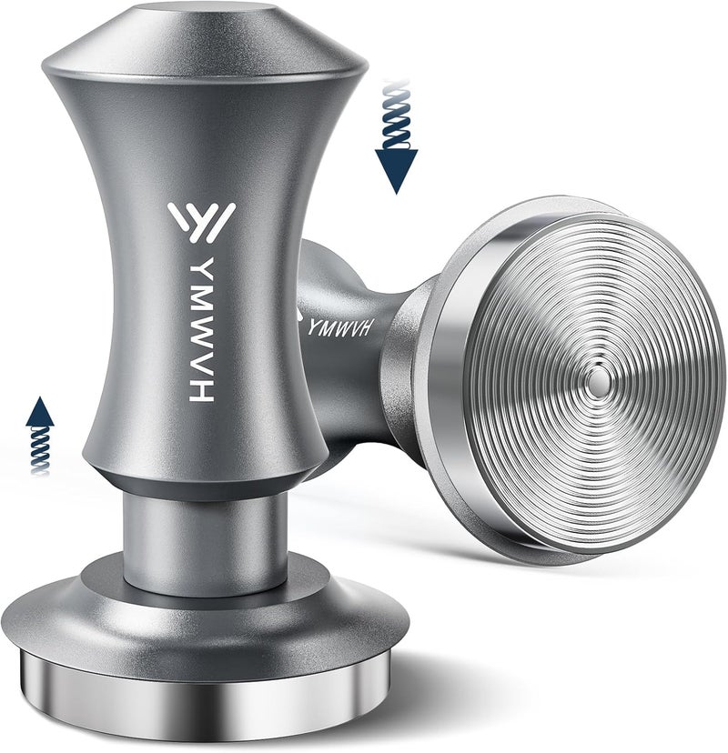 YMWVH 51mm Espresso Tamper, Premium Barista Espresso Coffee Tamper Silver with Dual Spring Loaded 100% Stainless Steel Ripple Base, Constant 30lb, Compatible with Delonghi Espresso Coffee Machine - Image 1